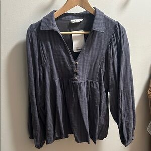 In Loom Blouse with Button Accents